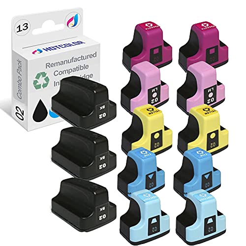 02 Ink for HP 02 HP 02 Ink Cartridges for HP C6280 Ink cartridges Photosmart c7250 Ink C7200 C6180 C5280 (12 Pack + 1 Black)