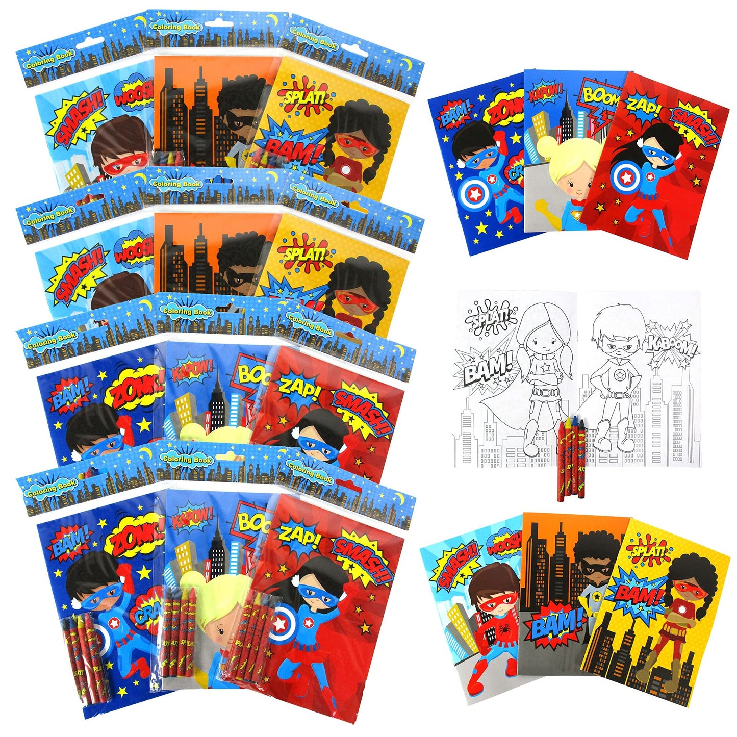 Superhero Coloring Books with Crayons Party Favors