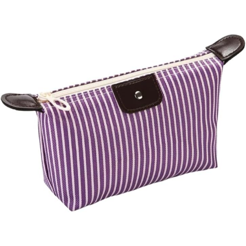 MODAIO-Waterproof Striped Dumpling Makeup Large Foldable Cosmetic Travel Bag (Purple)
