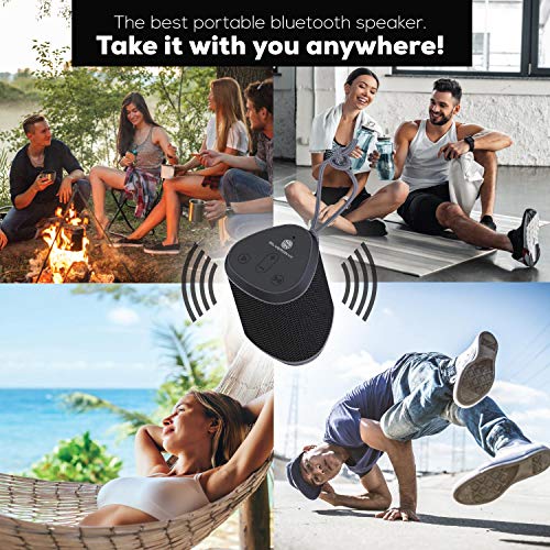 Bluetooth Speaker Portable Wireless Waterproof, from , Loud Crystal Clear Stereo Sound, Rich Bass Subwoofer, Built-in Mic, IPX6 Rated Speakers, Perfect for Pool, Shower, Home, Travel - Black