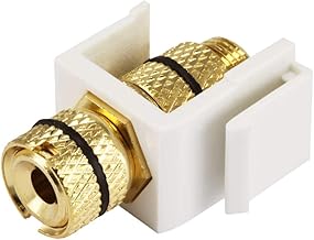 White screw-type keystone jack for home theater and speaker wire