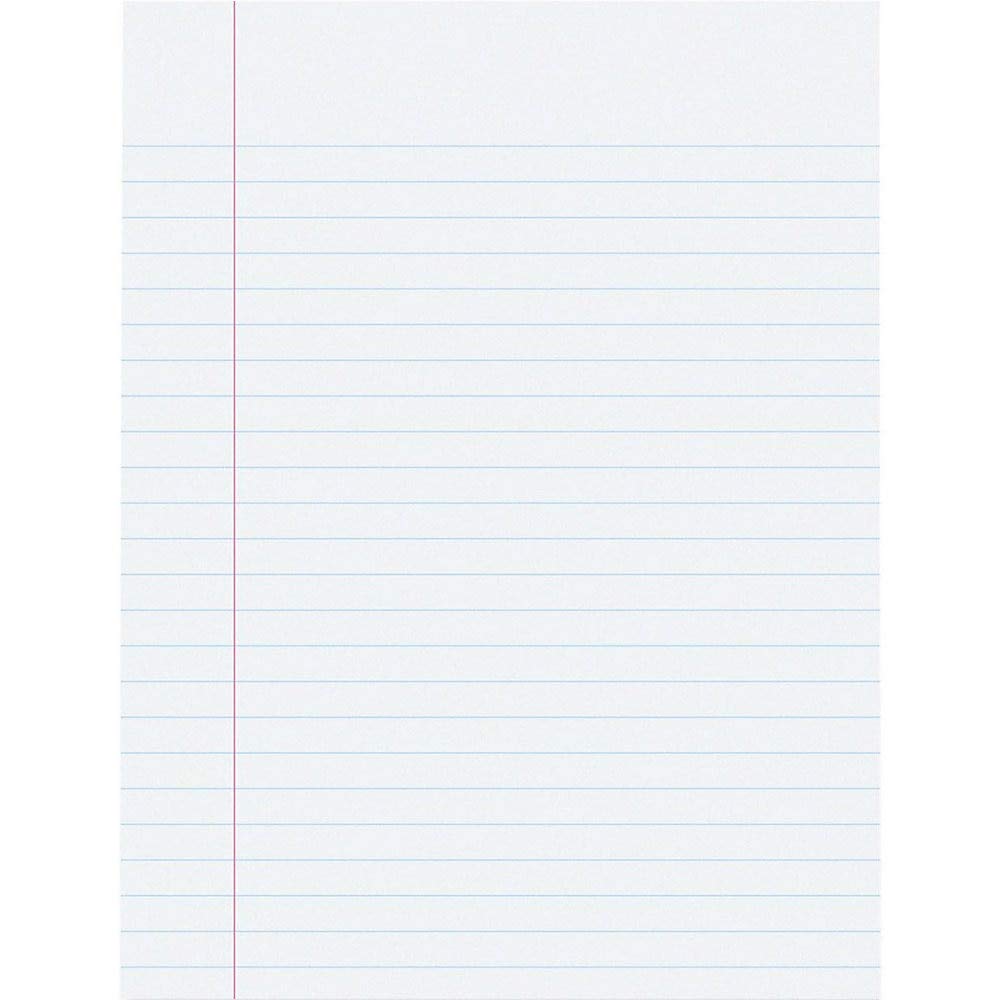 White composition paper, 8" x 10 1/2", 500 sheets