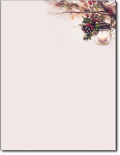 Glowing Lantern Holiday Letterhead Paper, 80 Sheets