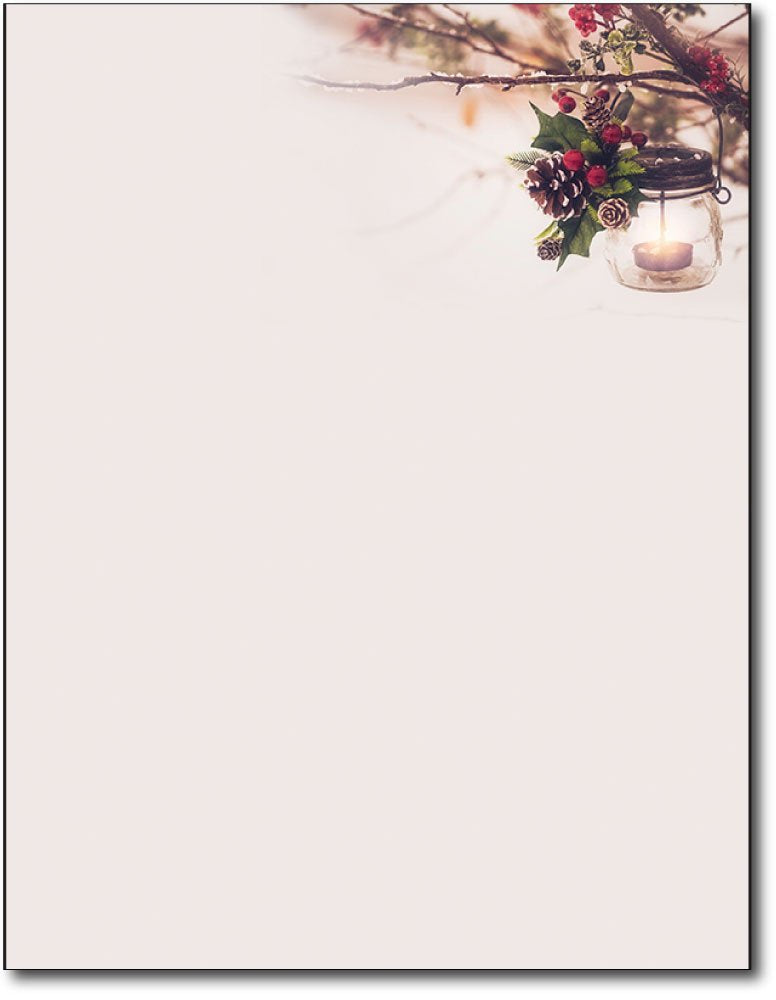 Glowing Lantern Holiday Letterhead Paper, 80 Sheets