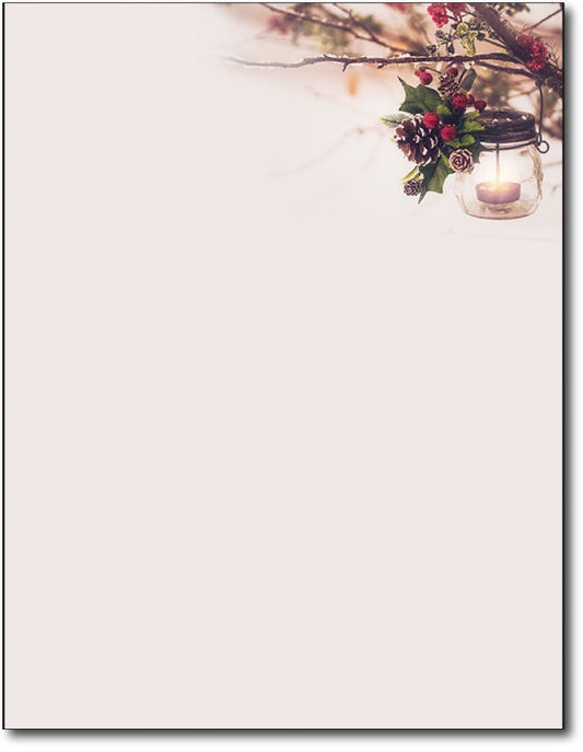Glowing Lantern Holiday Letterhead Paper, 80 Sheets