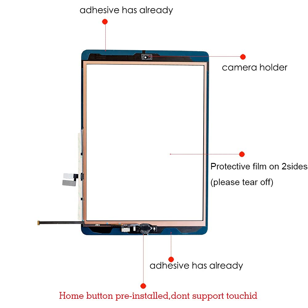 for iPad 7 7th/8 8th Gen Digitizer Replacement Screen Touch Glass Kit 10.2",for iPad 7th 8th Generation A2197 A2198 A2200 A2270 A2428 A2429 A2430,+Home Button Repair Sets,Video Guide