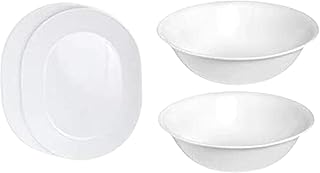 Set of 4 white serving platters and bowls