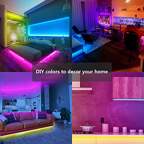 Bluetooth LED Strip Lights 50 FT*2,Color Changing LED Lights for Bedroom,Built-in-Mic,Music Sync LED Light Strips,Phone Smart Controlled(50 ftX2/APP+Remote+Mic)
