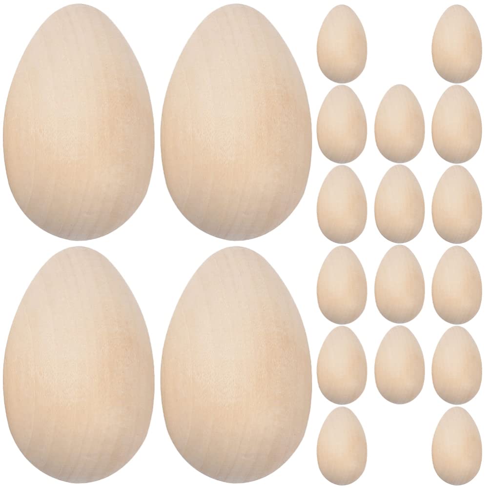 20pcs Unfinished Wooden Eggs for Painting and Decorating
