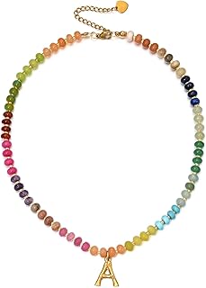 Colorful Beaded Initial Necklace for Women