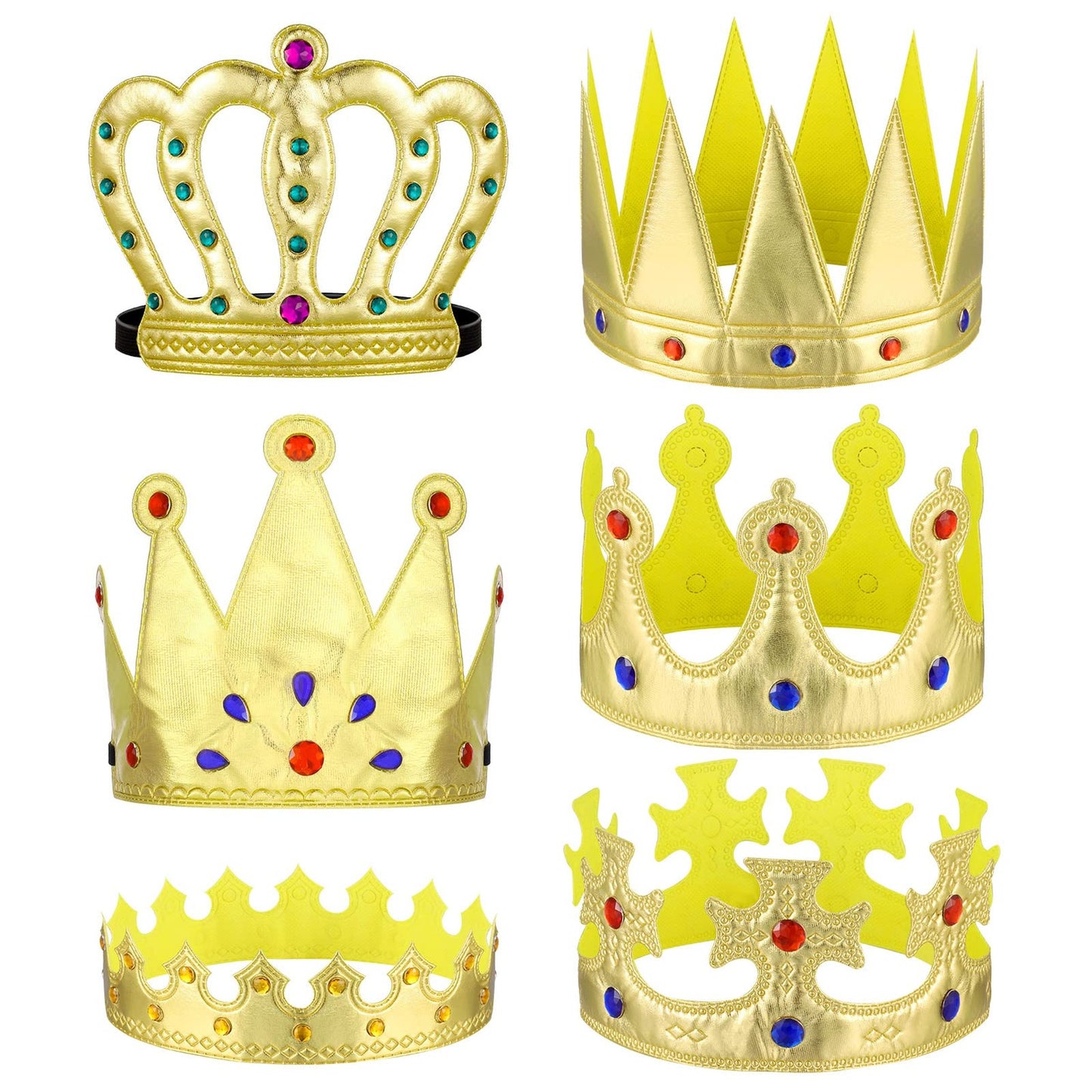 Royal Crown Celebration Set - 6 Piece Gold Crown Coronation Kit for Kids Birthday Parties. Perfect for Queen, Prince, and Princess Dress-Up Fun!