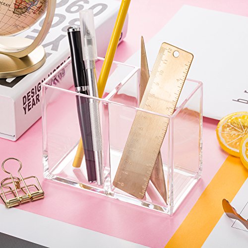 Acrylic Pencil and Brush Holder with Two Compartments