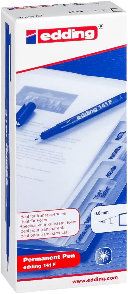 Permanent black pen, 10-pack, 0.6 mm round tip