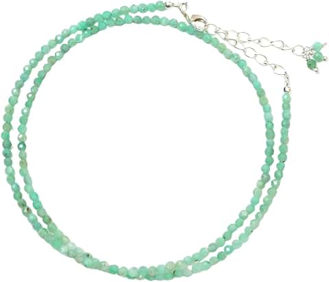 Beaded Gemstone Choker Necklace with Crystals