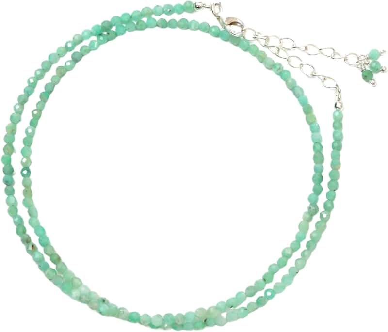Beaded Gemstone Choker Necklace with Crystals