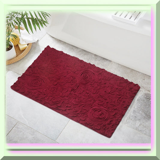24"x40" Red Cotton Tufted Bath Rug
