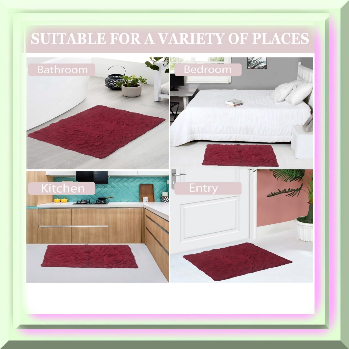 24"x40" Red Cotton Tufted Bath Rug