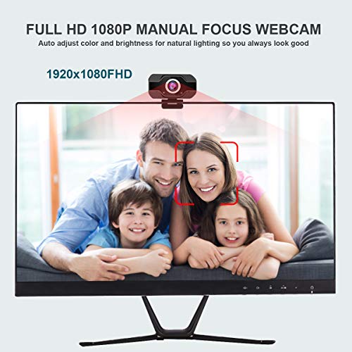 HD 1080P Webcam with Microphone, Webcam USB Laptop Live Streaming Camera for Video Calling, Conference, Game and Recording, Desktop Laptop Camera, 110-Degree Widescreen Webcam, Black