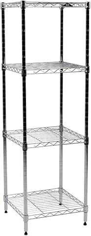 Four-Shelf Wire Shelving Unit, 14x15x48 inches