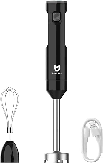 Rechargeable Cordless Hand Blender with Whisk and USB-C