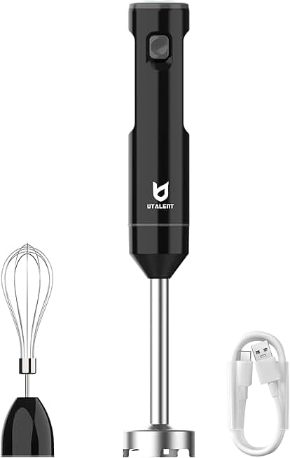 Rechargeable Cordless Hand Blender with Whisk and USB-C