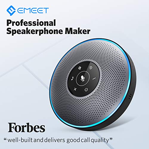 Bluetooth Speakerphone - M2 Gray Conference Speaker, Idea for Home Office 360 Voice Pickup 4 AI & Noise Canceling Microphones, Skype USB Speakerphone AUX in/Out for up to 8 People