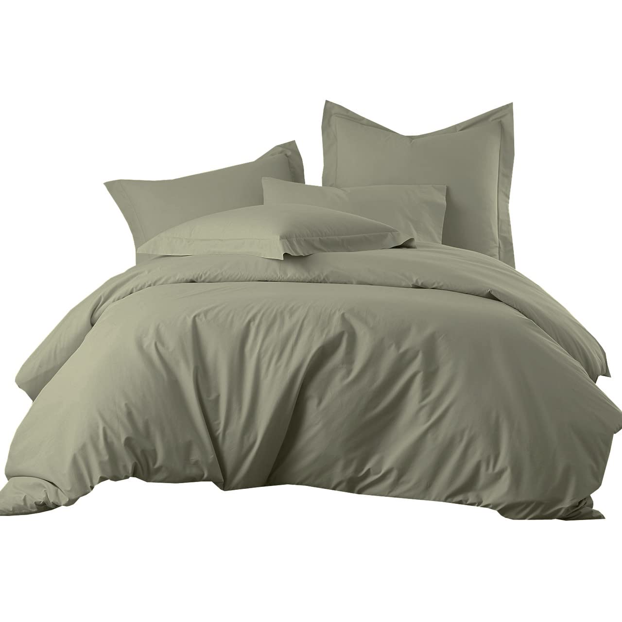 Cotton-Blend Duvet Covers Wrinkle-Free Soft Cool and Breathable  650 Thread-Count 2pc Duvet Cover Set, Twin/Twi L Size, Sage-Green