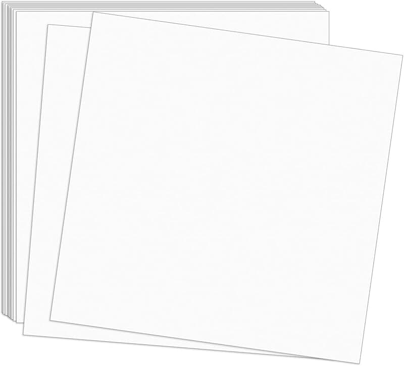 White 12x12 inch Cardstock, 50 Sheets, 85lb