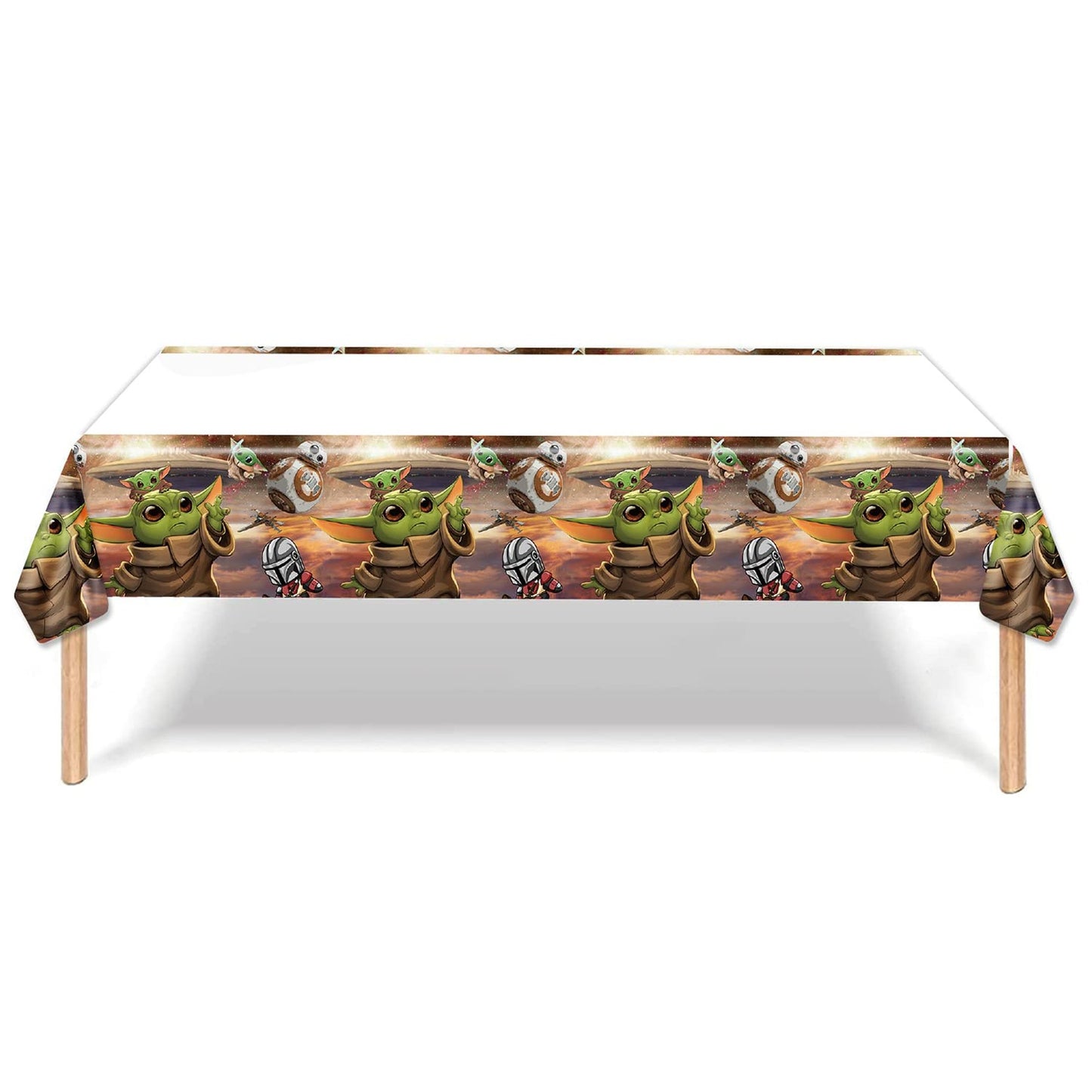 Yoda Party Tablecloth - Disposable Tablecover for Baby Shower & Birthday Decorations - Kid Boy Supplies - Rectangle Tables 70"X42" - 1 Pack