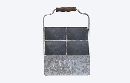 Galvanized Steel Desktop Organizer with Four Compartments