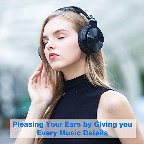 Bluetooth Over Ear Headphones - Wireless/Wired 110 Hrs Stereo Bluetooth Headsets Foldable Headset with Deep Bass 50mm Neodymium Drivers for PC/Phone - Studio Wireless(Y80B)