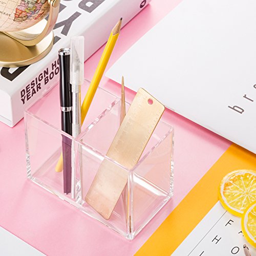Acrylic Pencil and Brush Holder with Two Compartments
