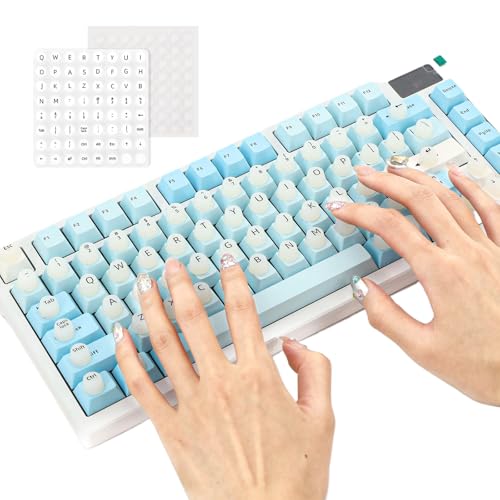 128-Piece Long Nail Keyboard Cover with Bubbles and Letters