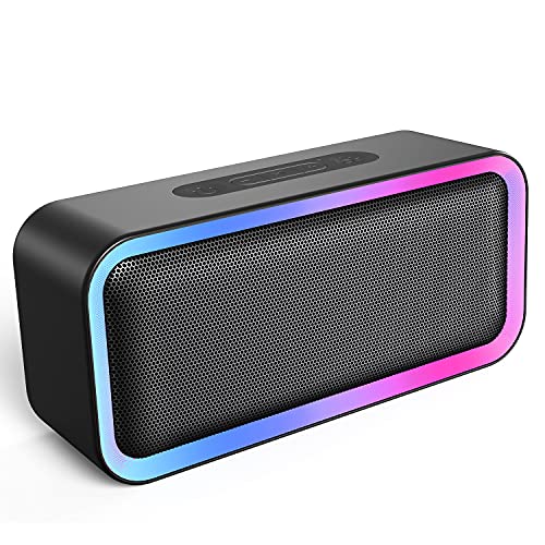 Bluetooth Speaker, Bluetooth 5.0 Wireless Portable Speaker with 10W Stereo Sound, Party Speakers with Ambient RGB Light,18-Hour Playtime,IPX5 Waterproof Speakers for Outdoors, TravelBlack
