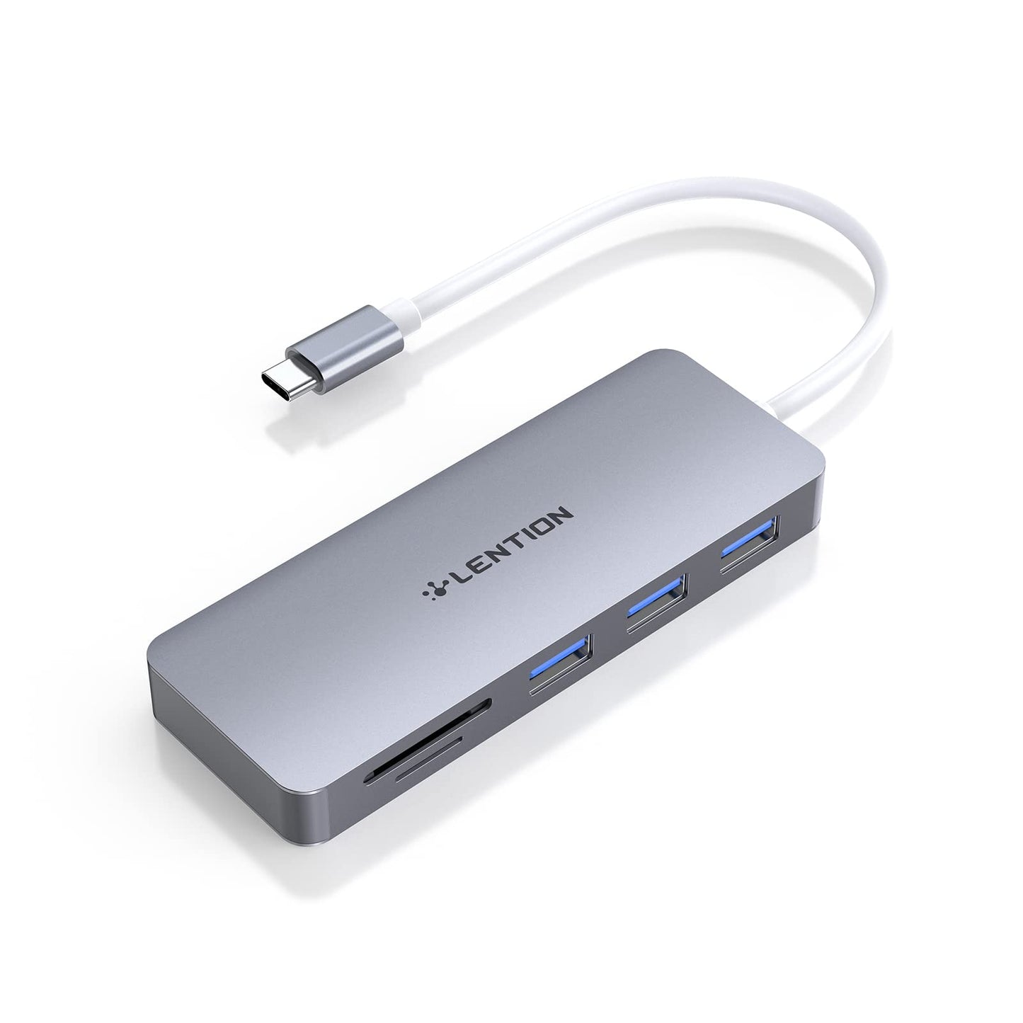 USB C Hub with 3 USB 3.0 & SD/Micro SD Card Reader Compatible 2022-2016 MacBook Pro, New Mac Air/iPad Pro/Surface, More, Stable Driver Type C Adapter (CB-C15, Space Gray)