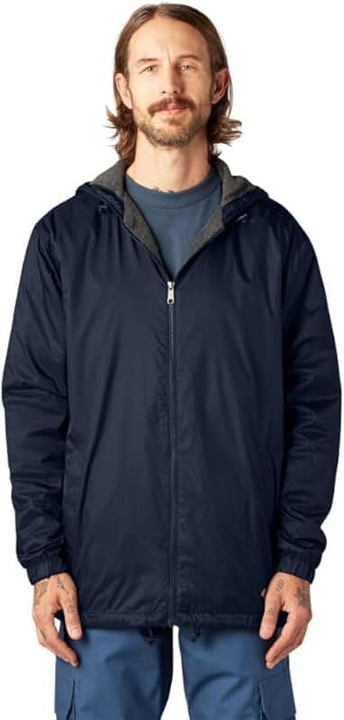 Men's Large Fleece-Lined Hooded Jacket