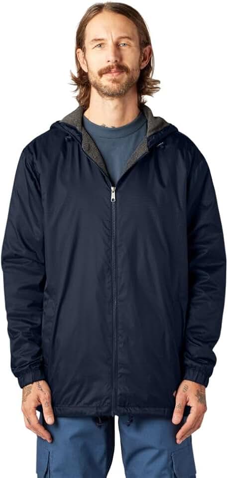 Men's Large Fleece-Lined Hooded Jacket