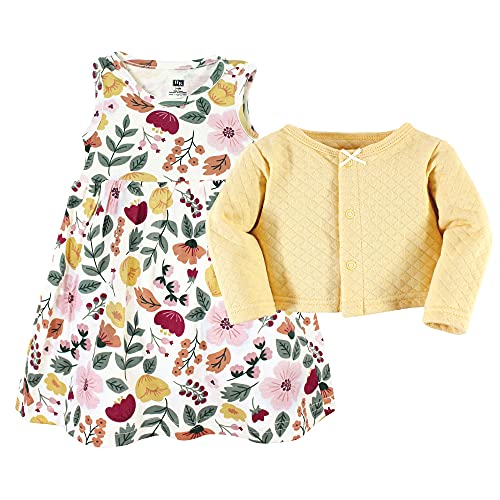 Girls' Quilted Cardigan and Dress, Fall Botanical, 0-3 Months
