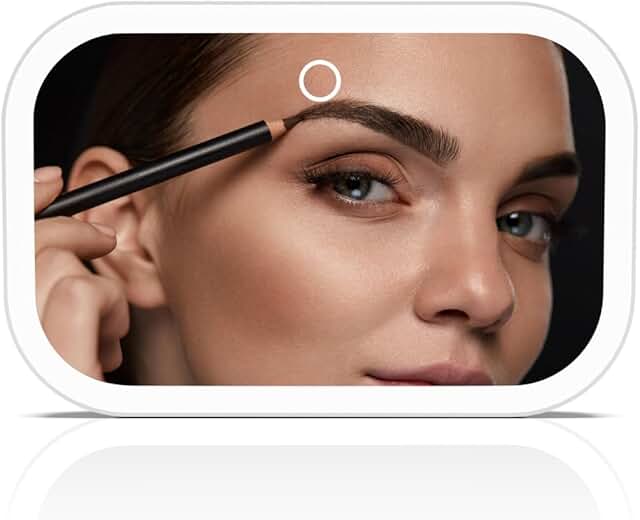 Car sun visor makeup mirror with light and adjustable strap