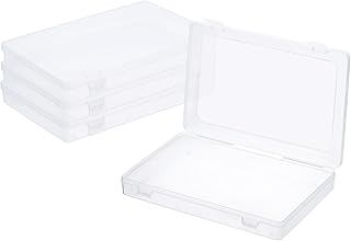 Set of 4 clear 9x6x1.2 inch stackable storage boxes