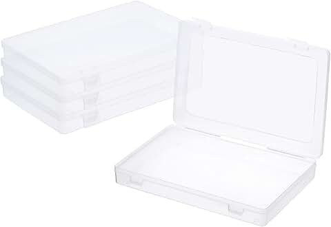 Set of 4 clear 9x6x1.2 inch stackable storage boxes