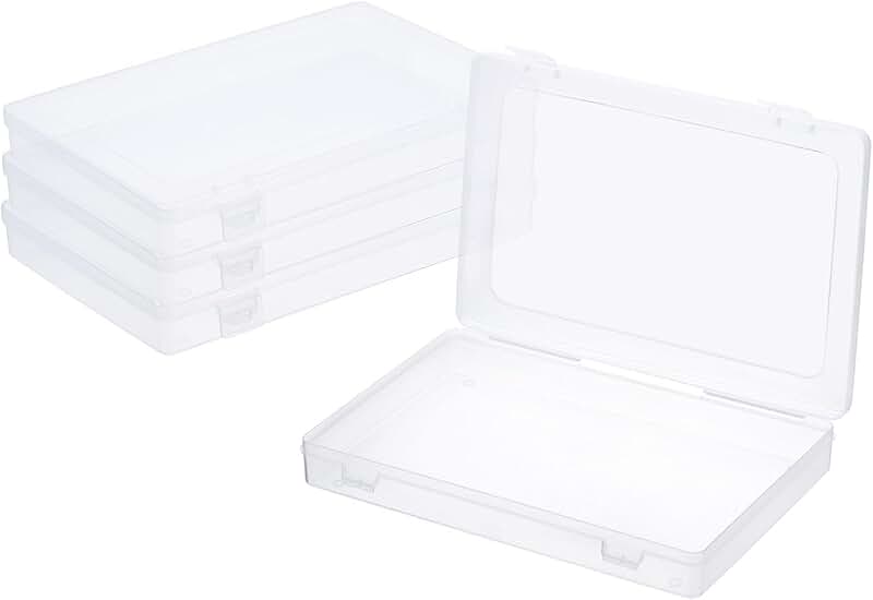 Set of 4 clear 9x6x1.2 inch stackable storage boxes
