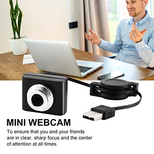 Mini Camera Mini Webcam High Definition Web Computer Camera Suitable for Desktop Laptop USB Convenient Plug and Play - Black (Mordern)
