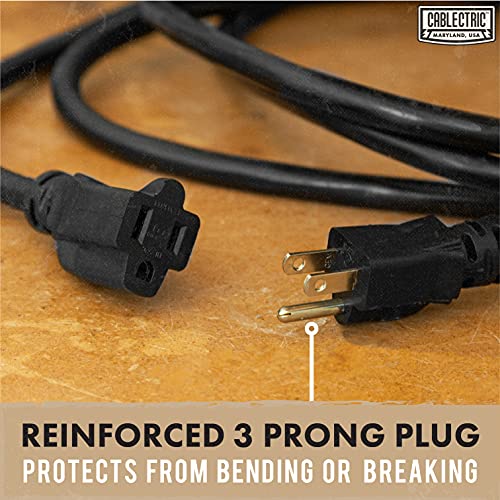 10 Foot Outdoor Extension Cord - 16/3 SJTW Black 16 Gauge Electrical Cable with 3 Prong Grounded Plug