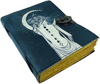 Lady with Moon Leather Journal, 6x8 inches