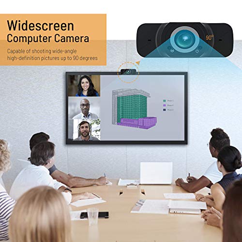 1080P Webcam with Microphone, HD Streaming USB Computer Webcam with Privacy Cover Streaming Computer Web Camera for Video Calling (Plug and Play)