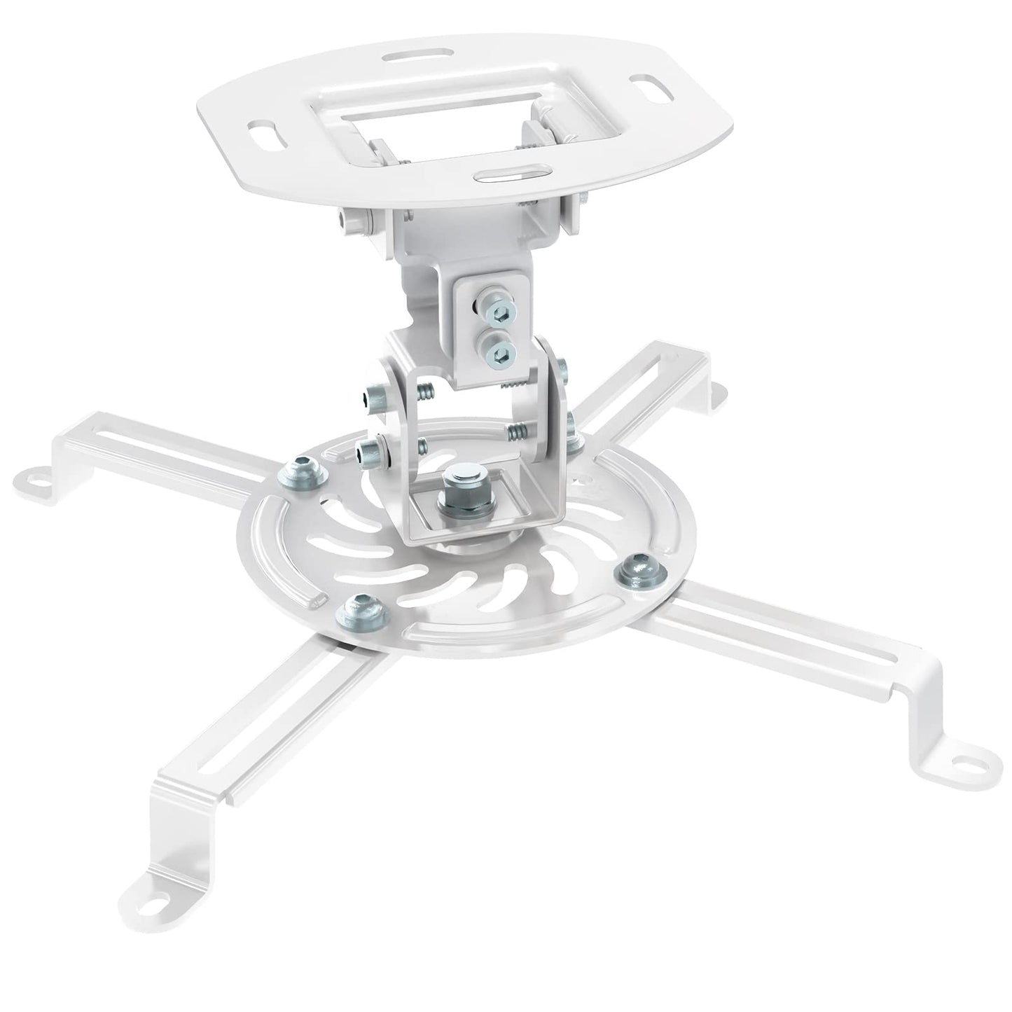 Projector Ceiling Mount, Universal Low Profile Projector Mount with Retractable Arms and Multiple Adjustment Function (PM-002-W), White