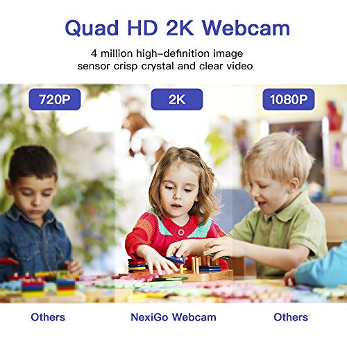 N650 2K QHD Webcam with 3X Digital Zoom and Privacy Cover, 1440P USB Streaming Web Camera, 80 Degree Widescreen for Online Class Zoom Meeting Skype Teams, PC Mac Laptop Desktop