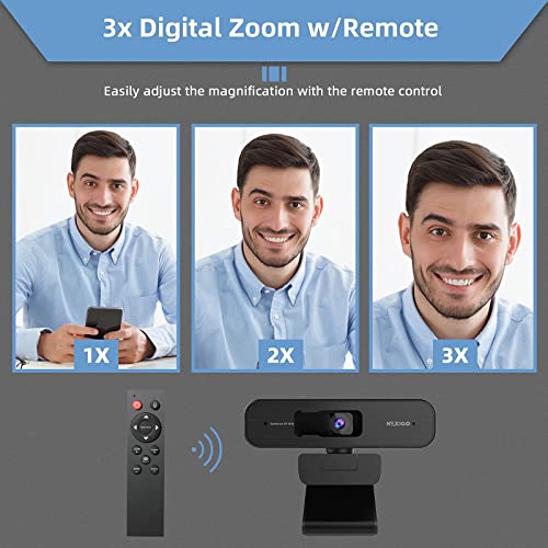 2K Zoomable Webcam Kits, N940P QHD 1440P Webcam, Autofocus, Support 1080P@ 60FPS, 3X Digital Zoom, Upgraded Video Conference Lighting, Extendable Tripod Stand, for Zoom/Skype/Teams