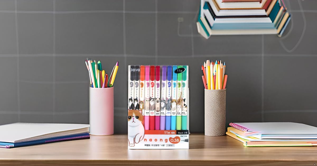 Pack of 11 Non-Smudge Gel Pens with 0.38mm Ink